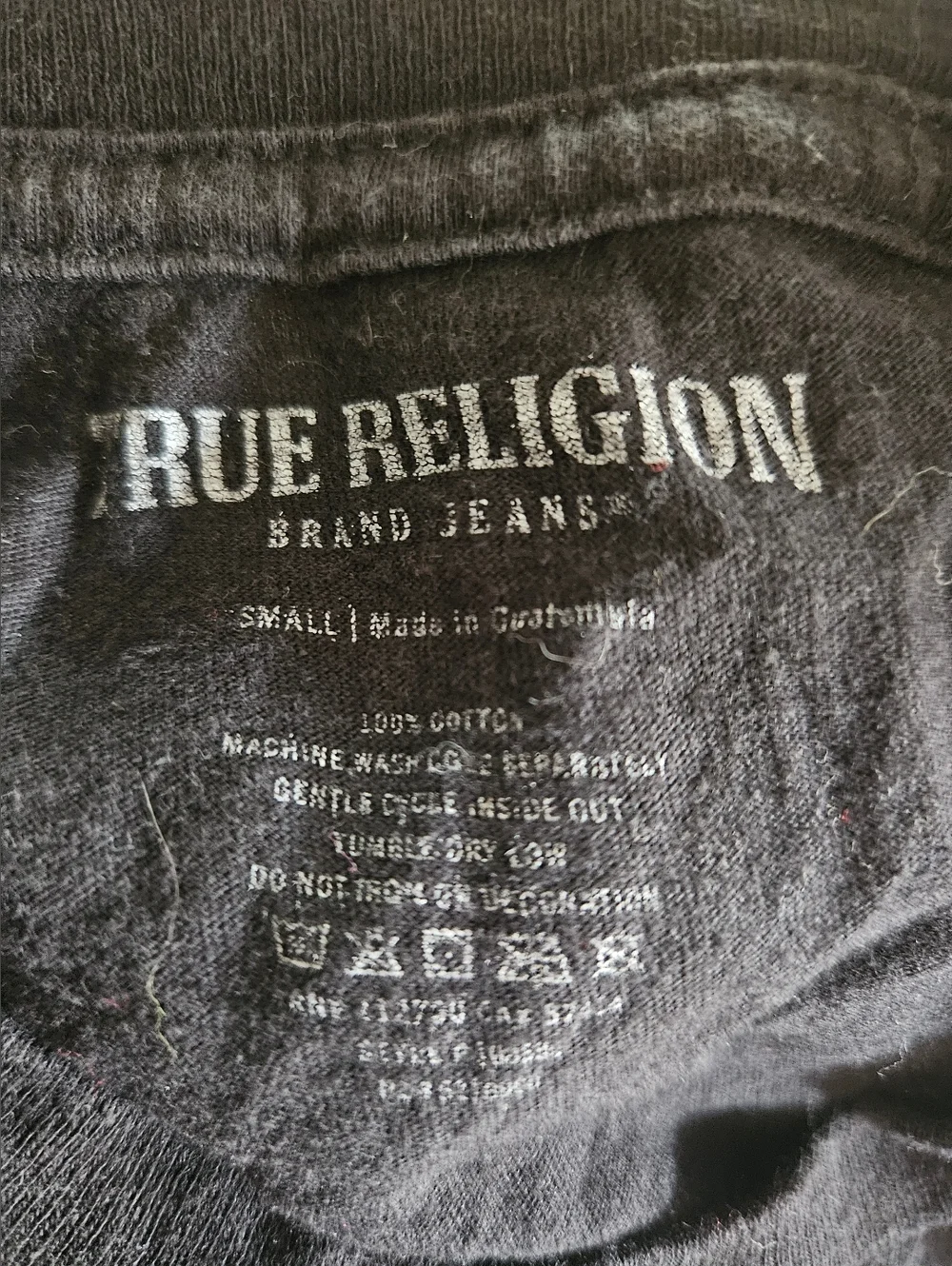 True Religion Black Short-Sleeve Tee with Red Logo Graphic Small